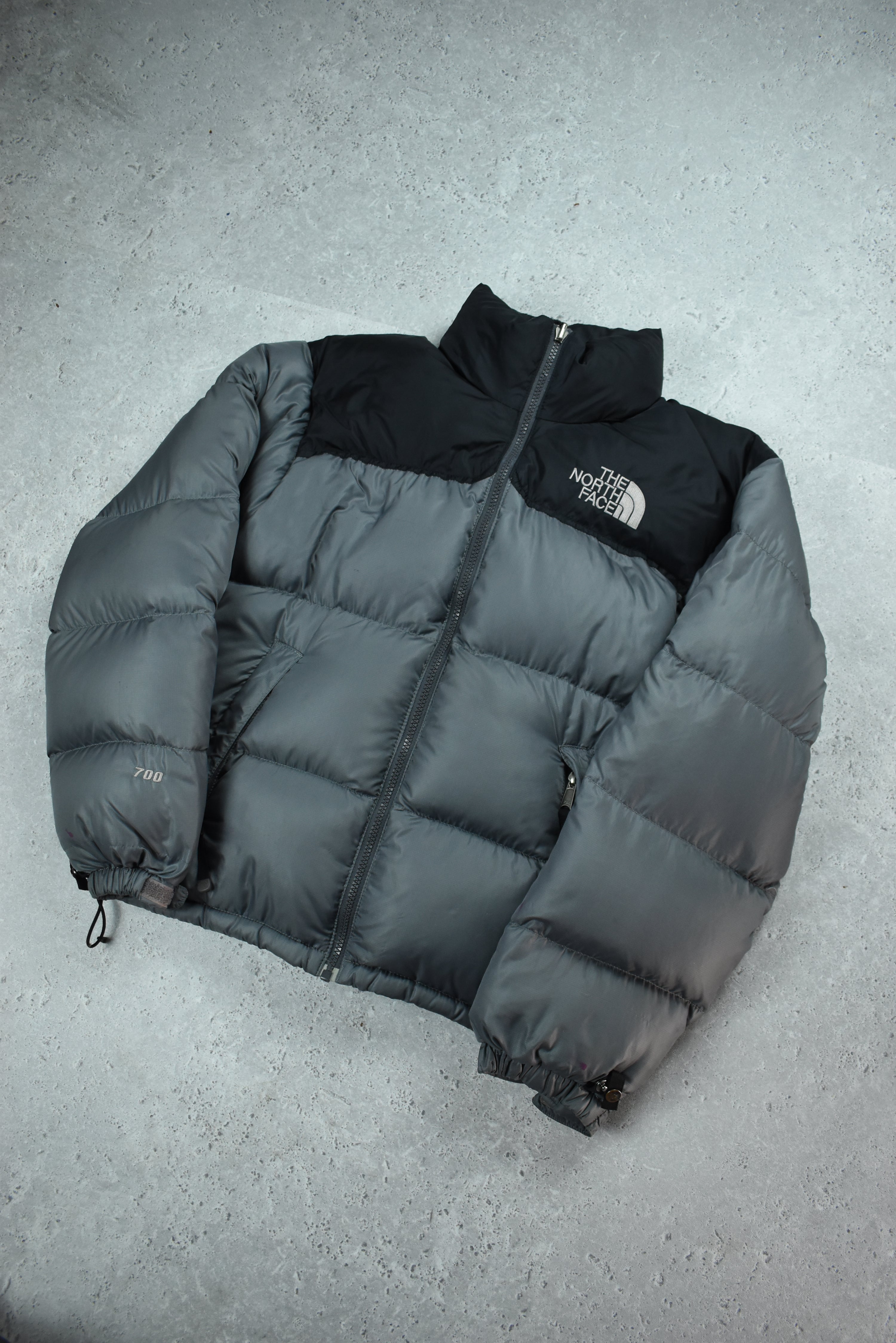 Grey north face discount nuptse