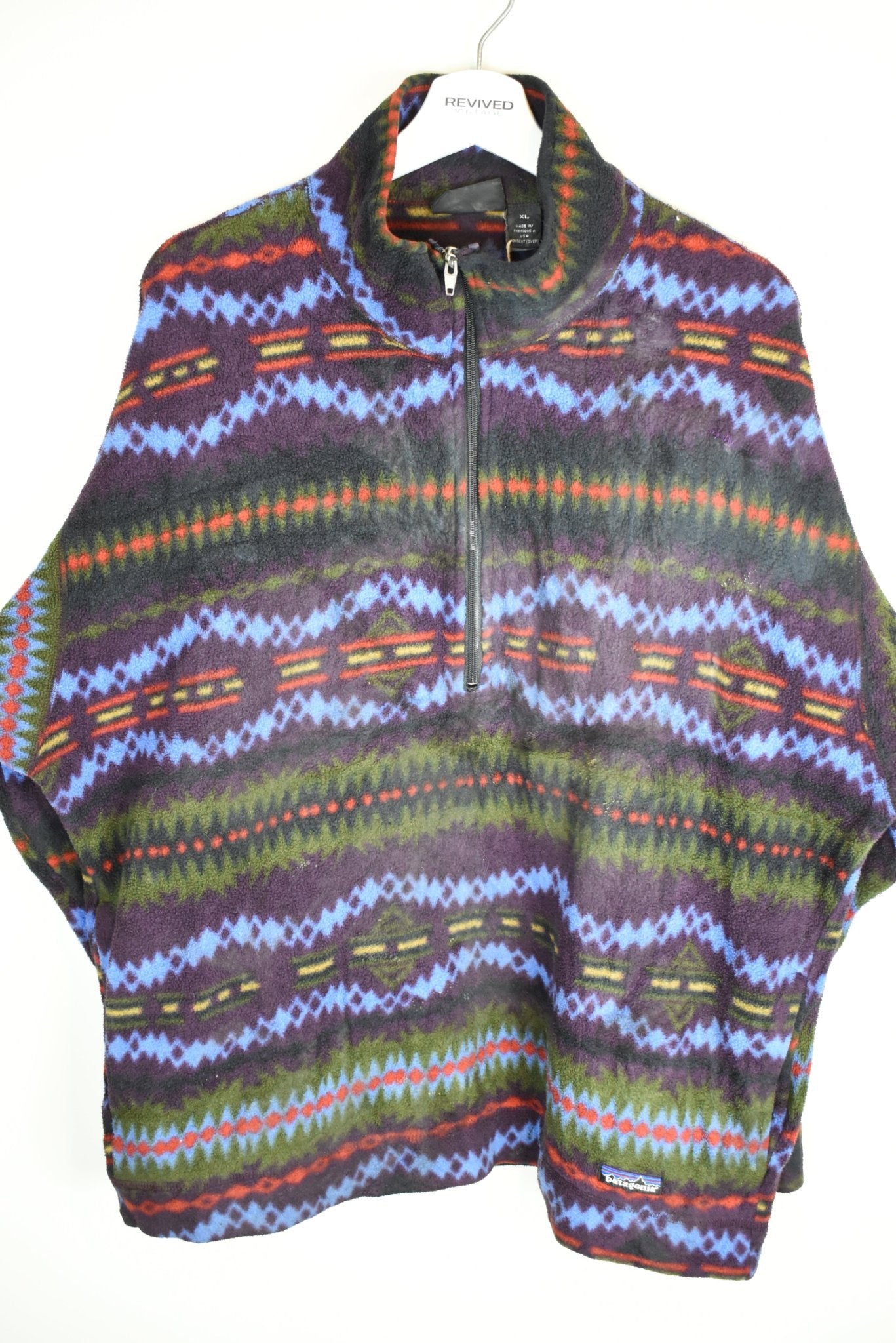 Vintage 90's Patagonia Printed Synchilla Shearling Sweater Fleece XL | Vintage Clothing