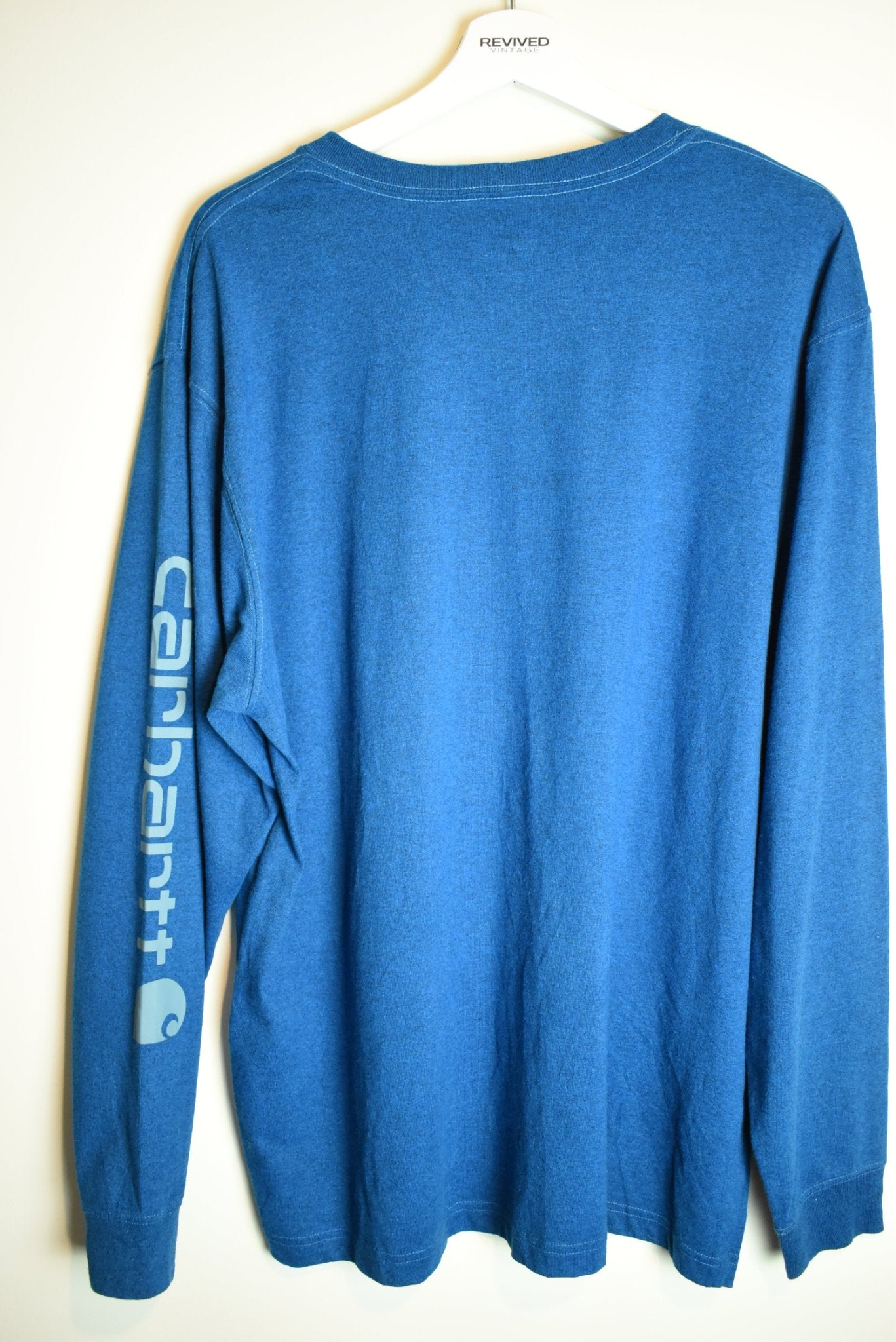 Vintage Carhartt Blue Long Sleeve Cotton Shirt Original Fit Large