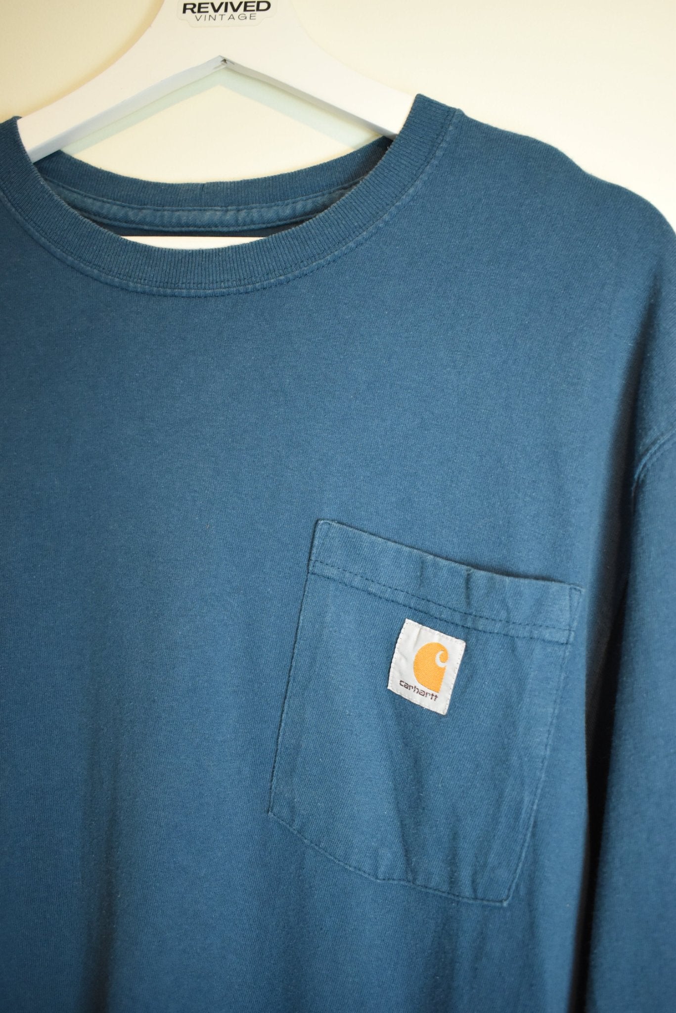 Vintage Carhartt Blue Long Sleeve Cotton Shirt Original Fit Medium