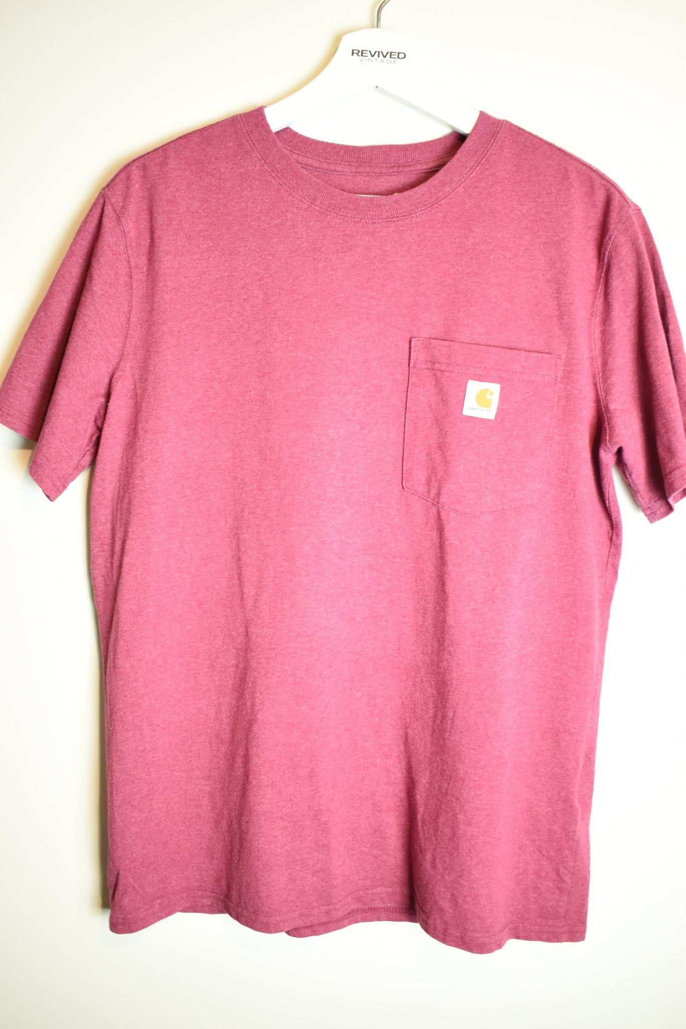 Vintage Carhartt Maroon Cotton T-Shirt Loose Fit Medium