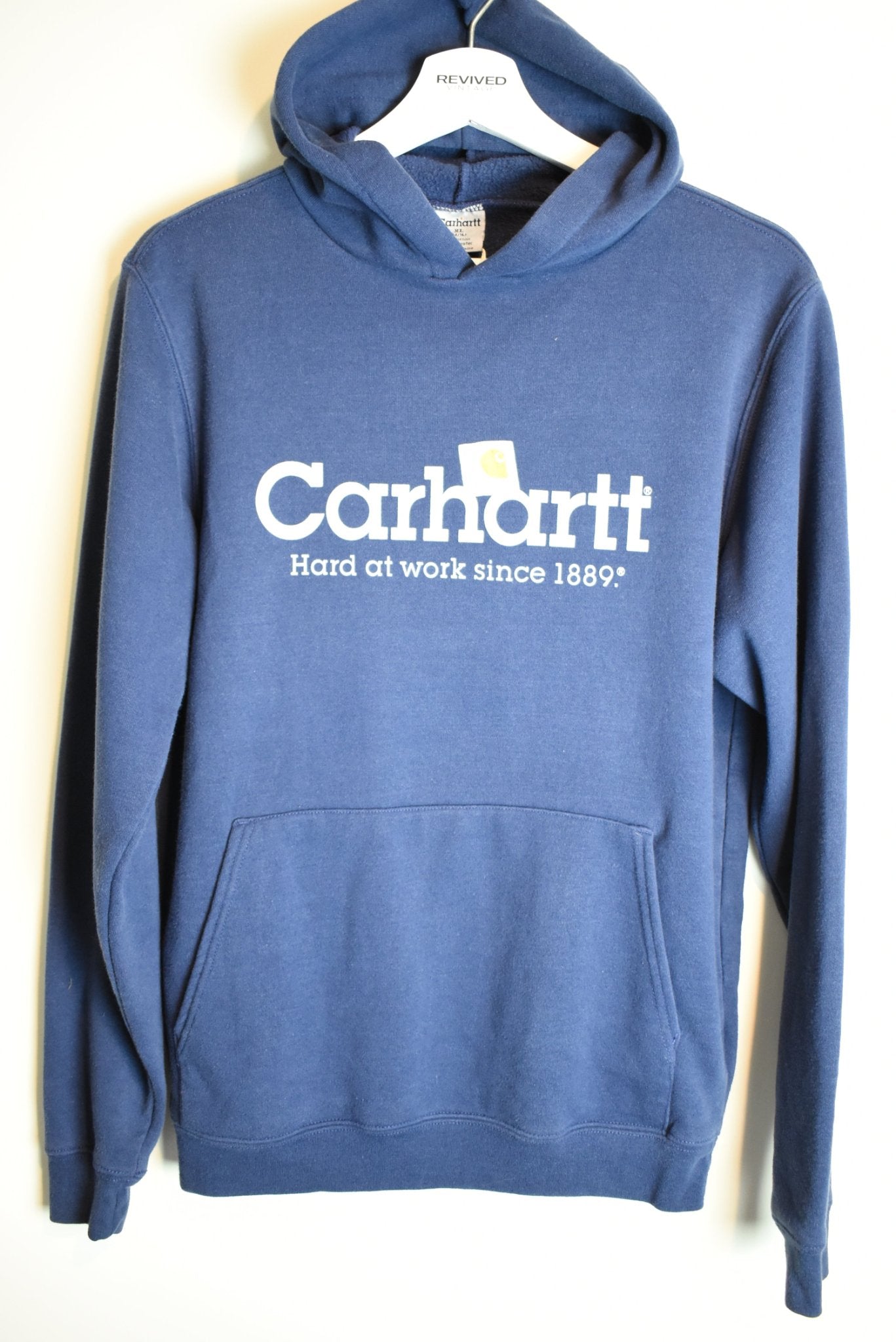 Vintage Carhartt Print Blue Hoodie Original Fit Small