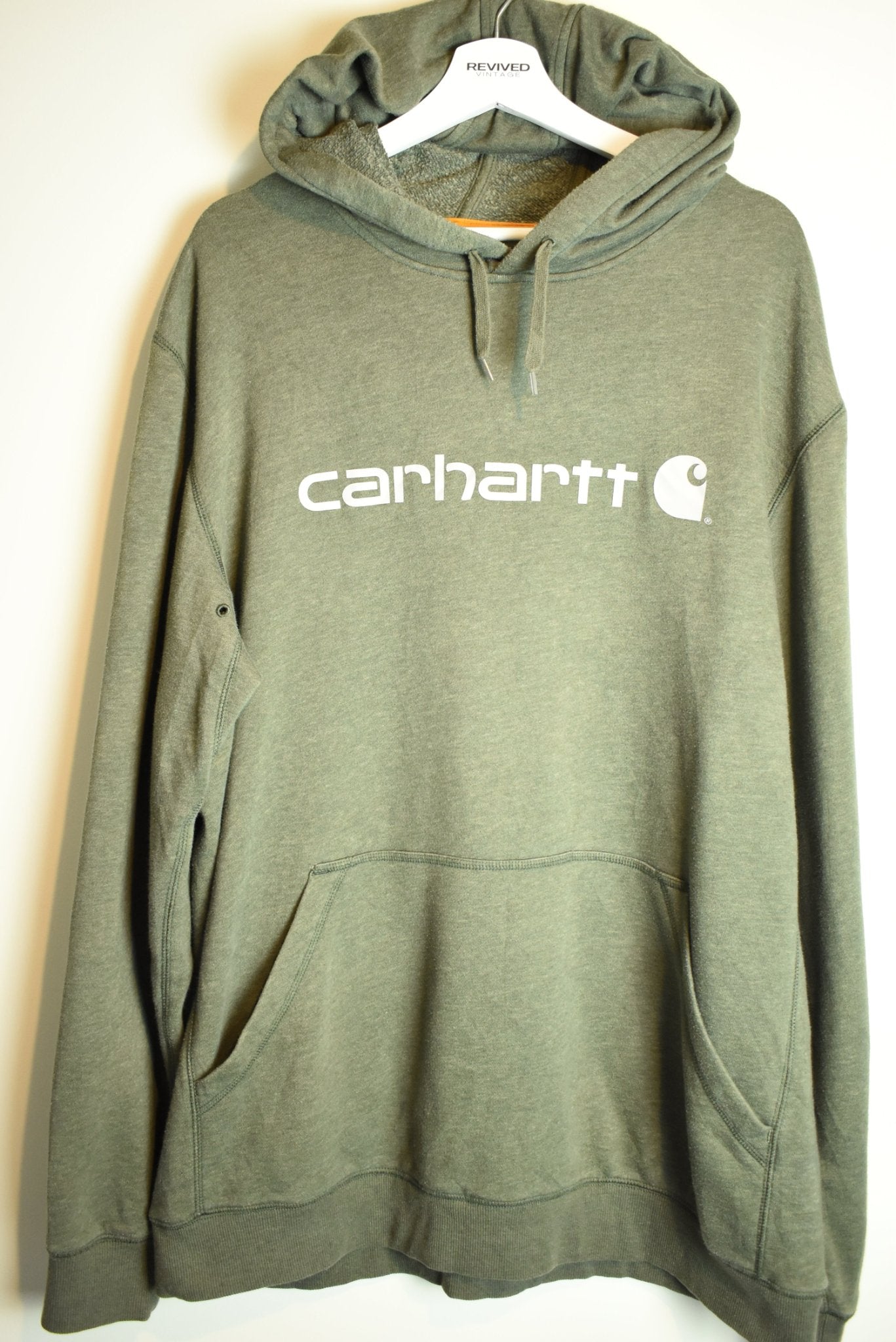 Vintage Carhartt Print Green Hoodie Original Fit XL