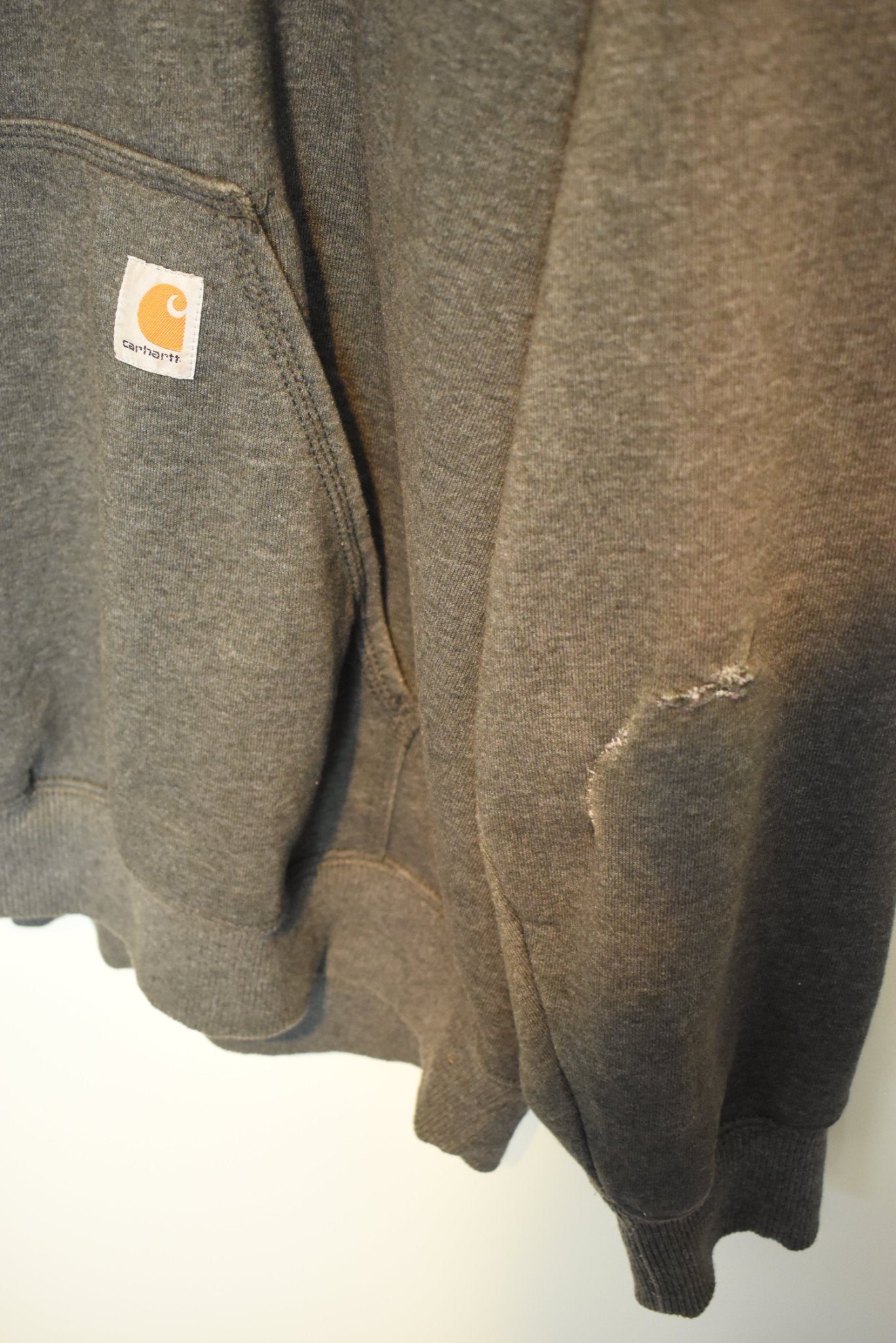 Vintage Carhartt Print Grey 1/4 zip Hoodie Original Fit 2XL