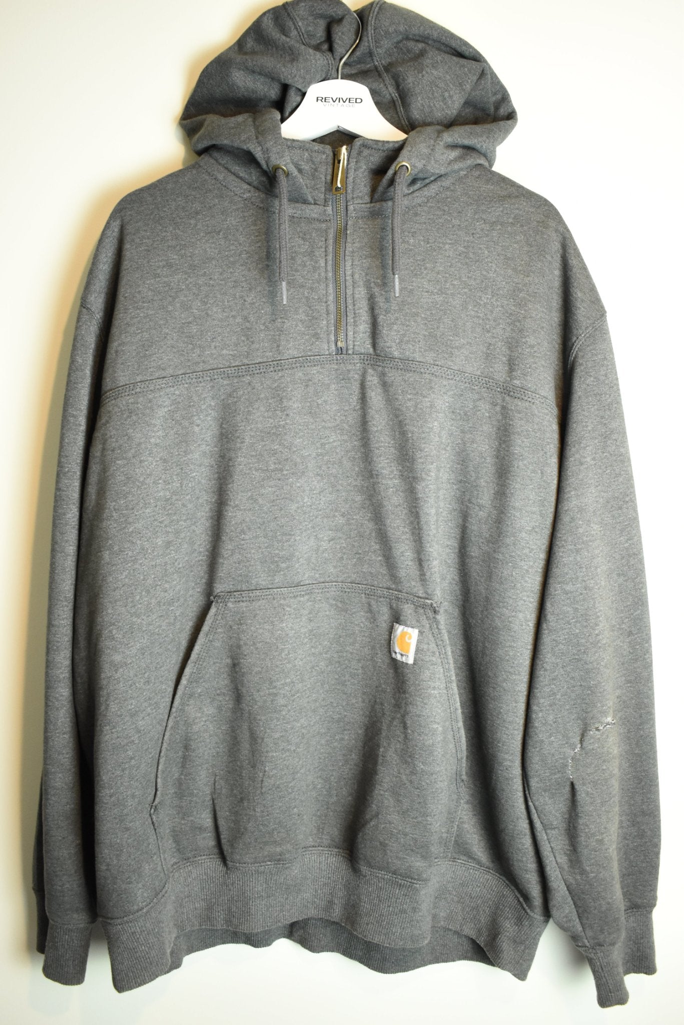 Vintage Carhartt Print Grey 1/4 zip Hoodie Original Fit 2XL