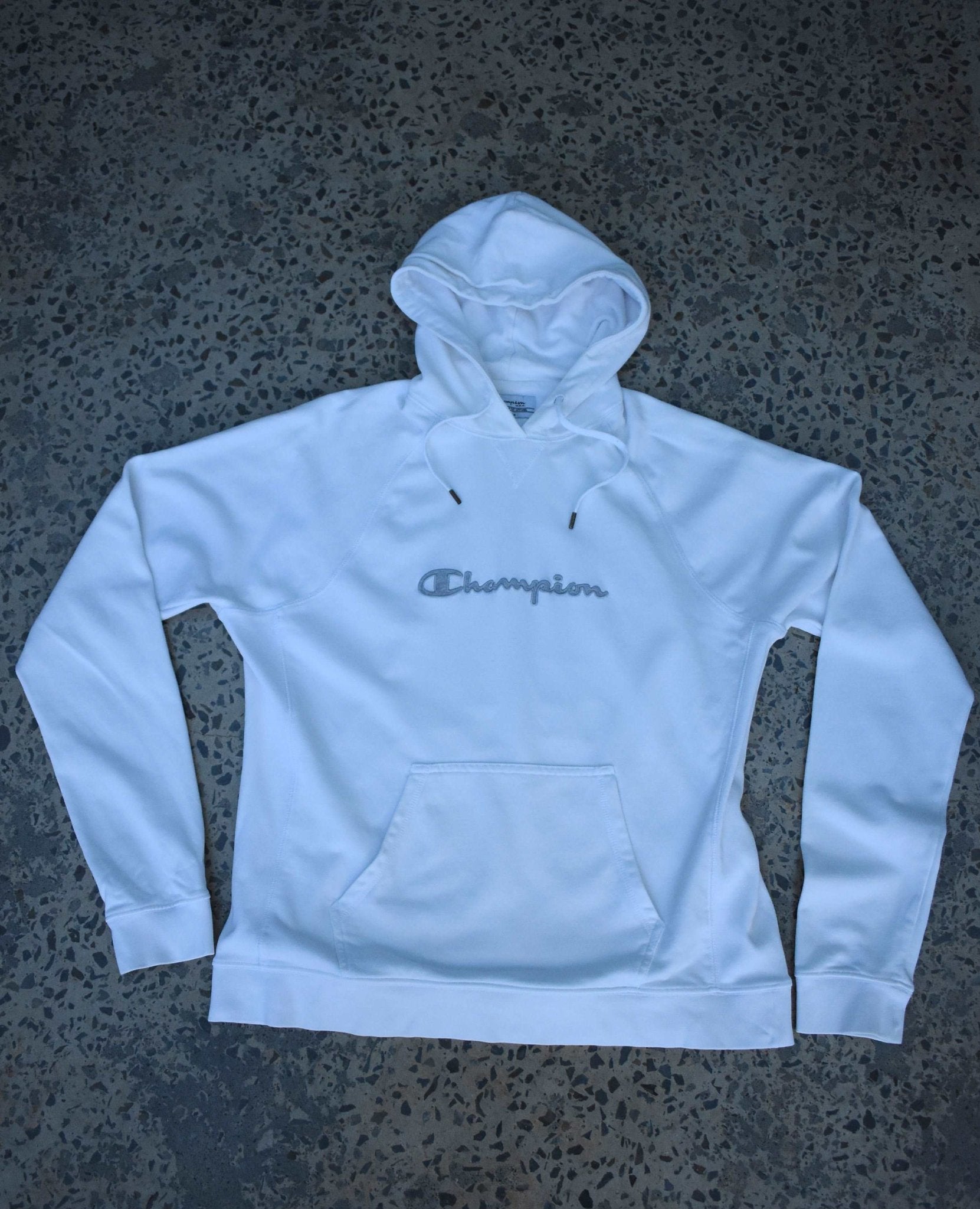 Vintage Champion Embroidered Logo Hoodie Medium