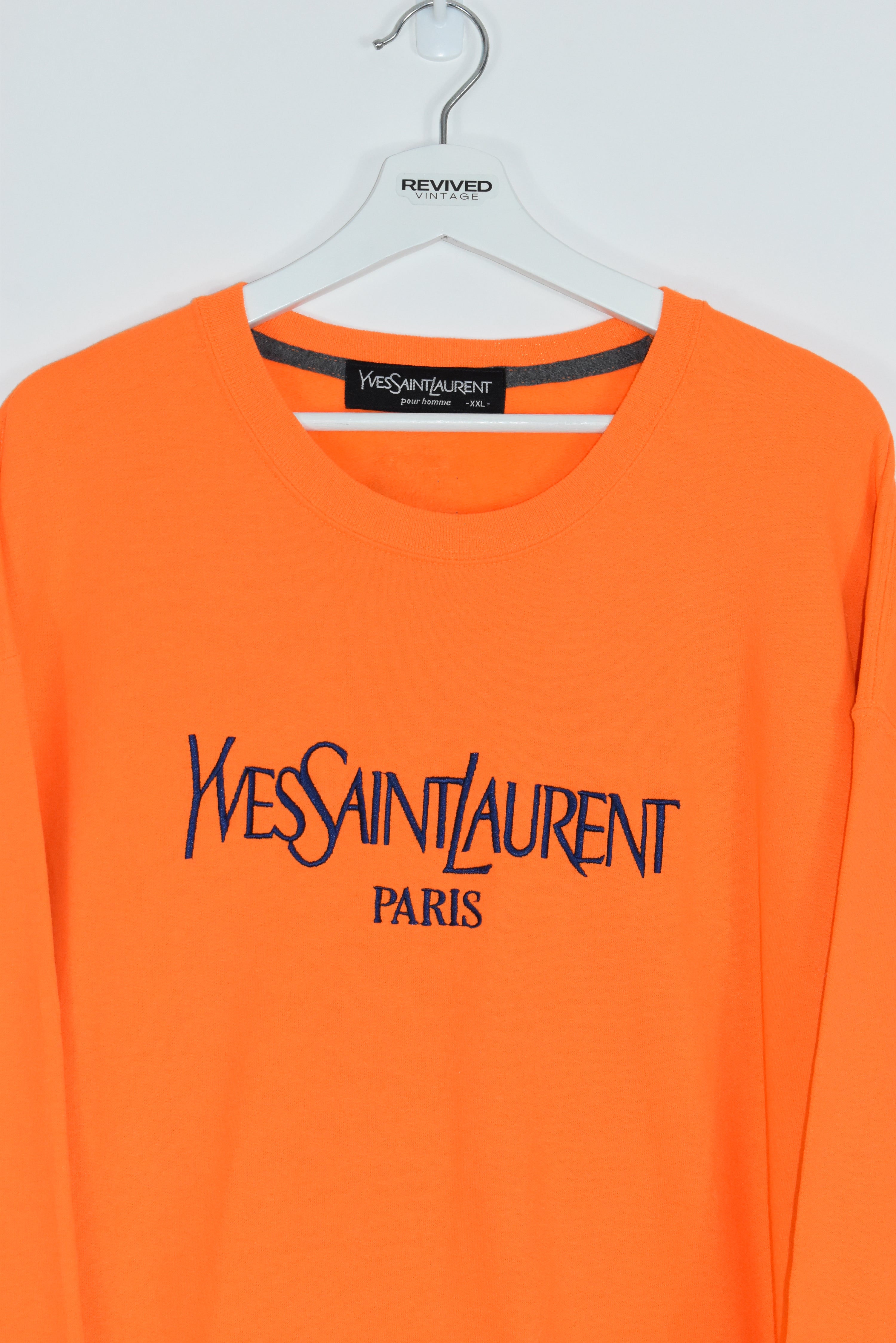 Vintage YSL Fluro Orange Bootleg Embroidery Sweatshirt XXL